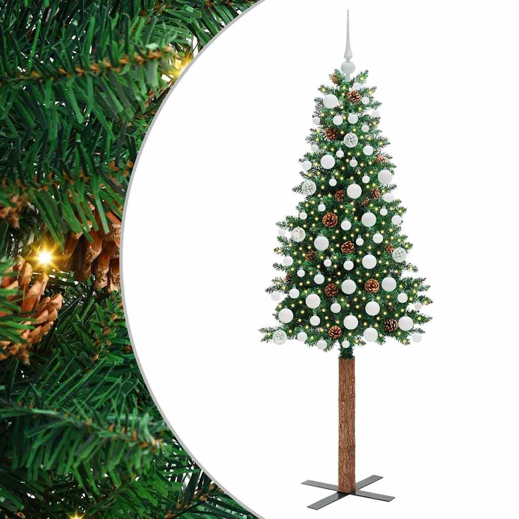 Slanke Kerstboom Groen 180 cm PVC en massief dennenhout is nu te koop bij PeponiXL, paradijselijk wonen!
