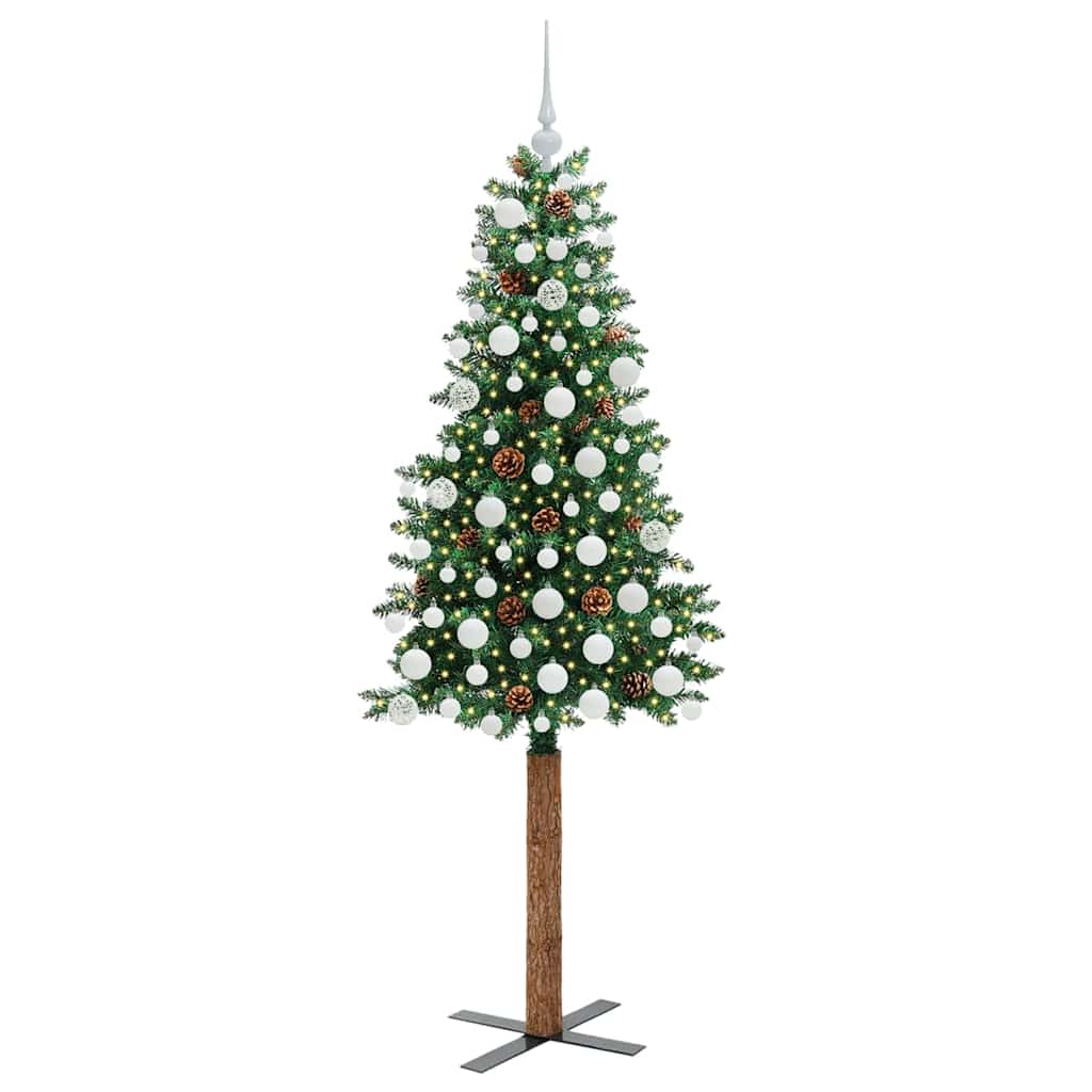 Slanke Kerstboom Groen 180 cm PVC en massief dennenhout is nu te koop bij PeponiXL, paradijselijk wonen!