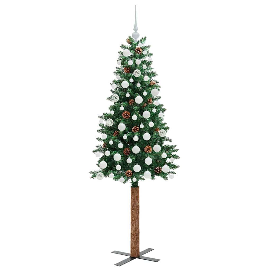 Slanke Kerstboom Groen 180 cm PVC en massief dennenhout is nu te koop bij PeponiXL, paradijselijk wonen!