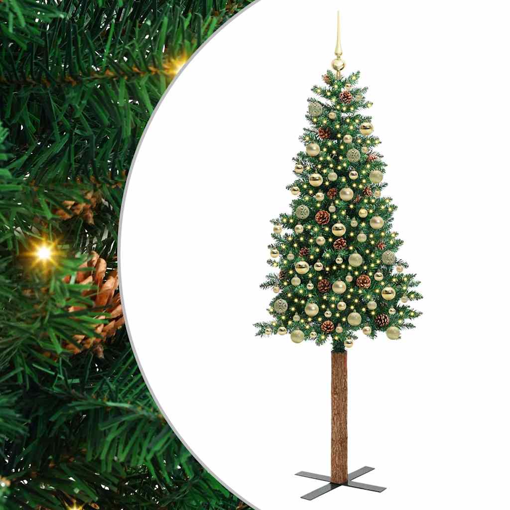 Slanke Kerstboom Groen 180 cm PVC en massief dennenhout is nu te koop bij PeponiXL, paradijselijk wonen!