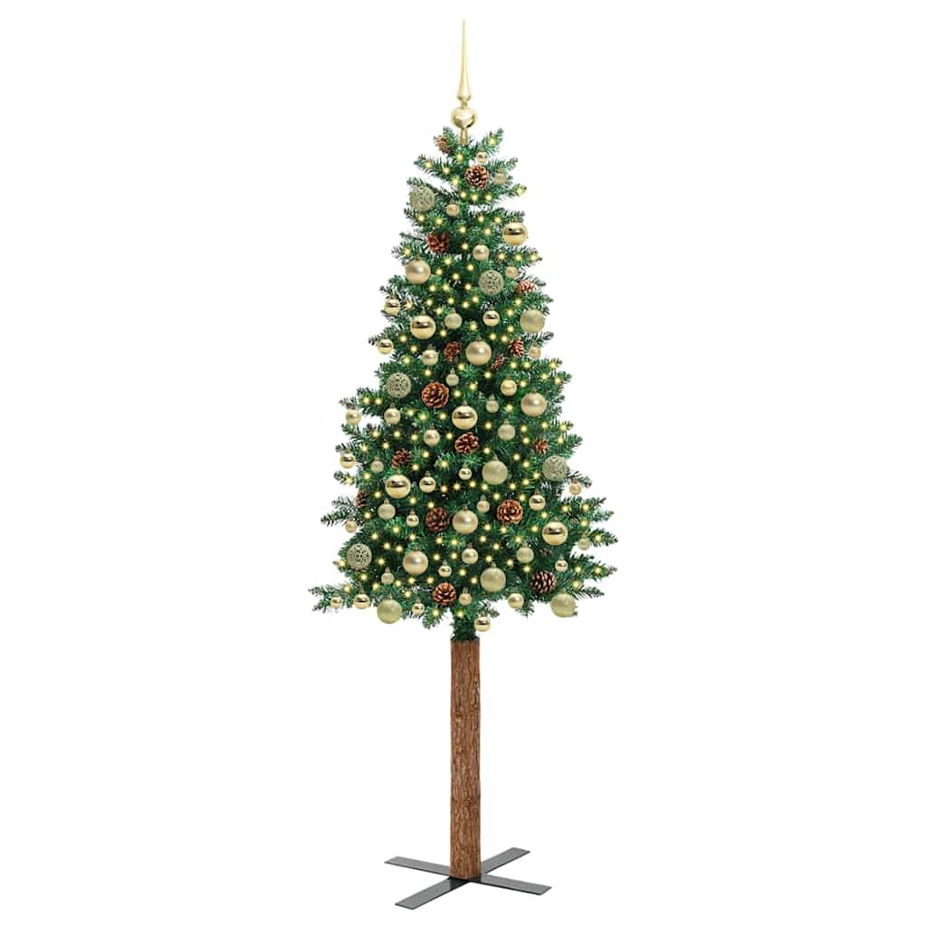 Slanke Kerstboom Groen 180 cm PVC en massief dennenhout is nu te koop bij PeponiXL, paradijselijk wonen!