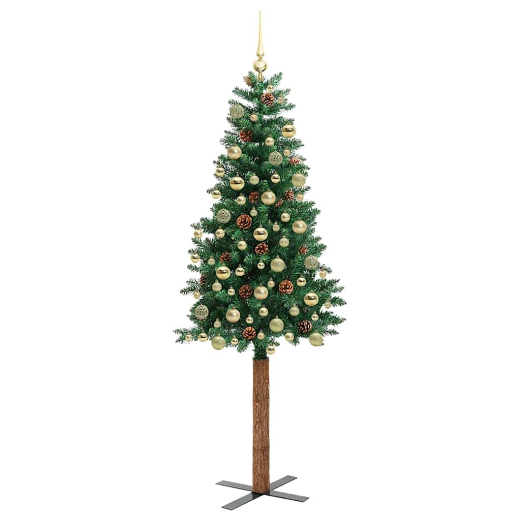 Slanke Kerstboom Groen 180 cm PVC en massief dennenhout is nu te koop bij PeponiXL, paradijselijk wonen!