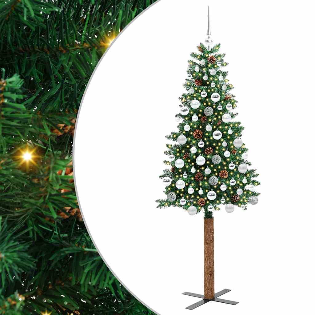 Slanke Kerstboom Groen 180 cm PVC en massief dennenhout is nu te koop bij PeponiXL, paradijselijk wonen!