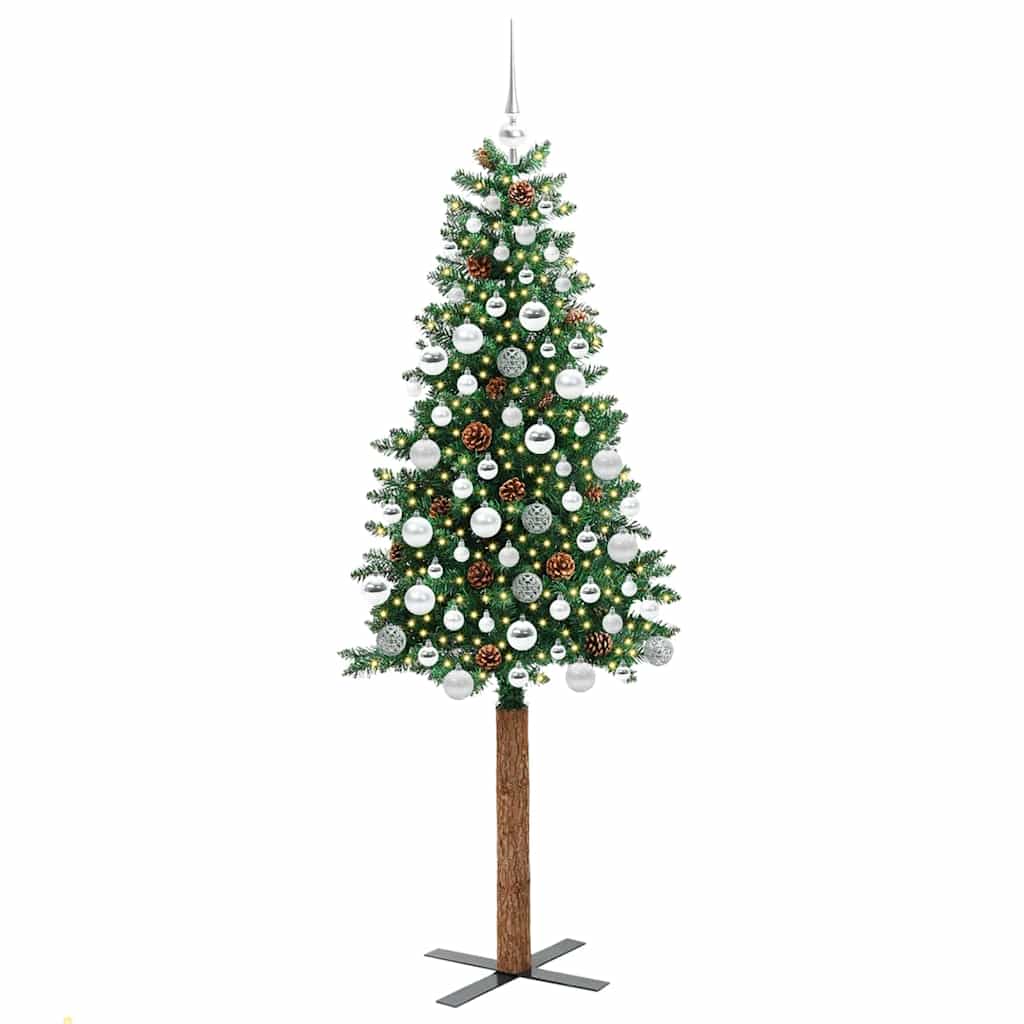 Slanke Kerstboom Groen 180 cm PVC en massief dennenhout is nu te koop bij PeponiXL, paradijselijk wonen!