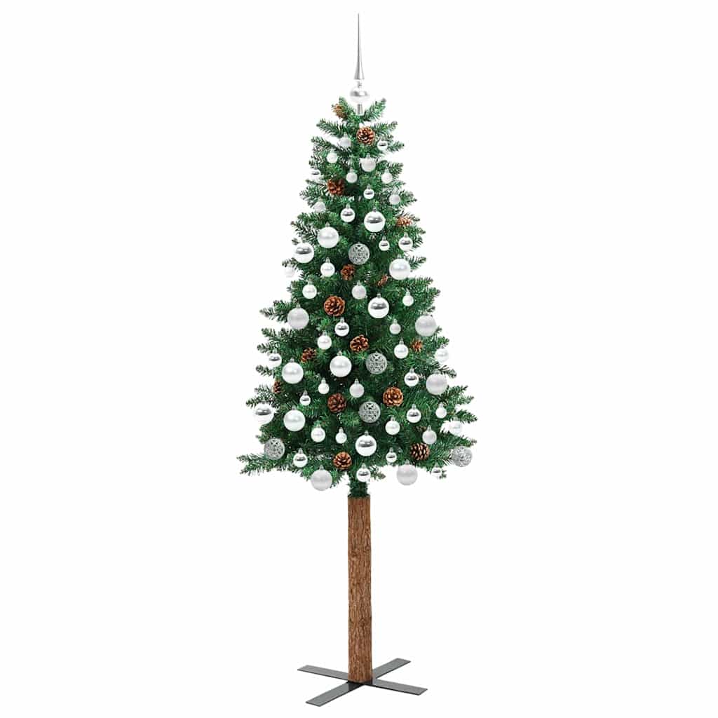 Slanke Kerstboom Groen 180 cm PVC en massief dennenhout is nu te koop bij PeponiXL, paradijselijk wonen!