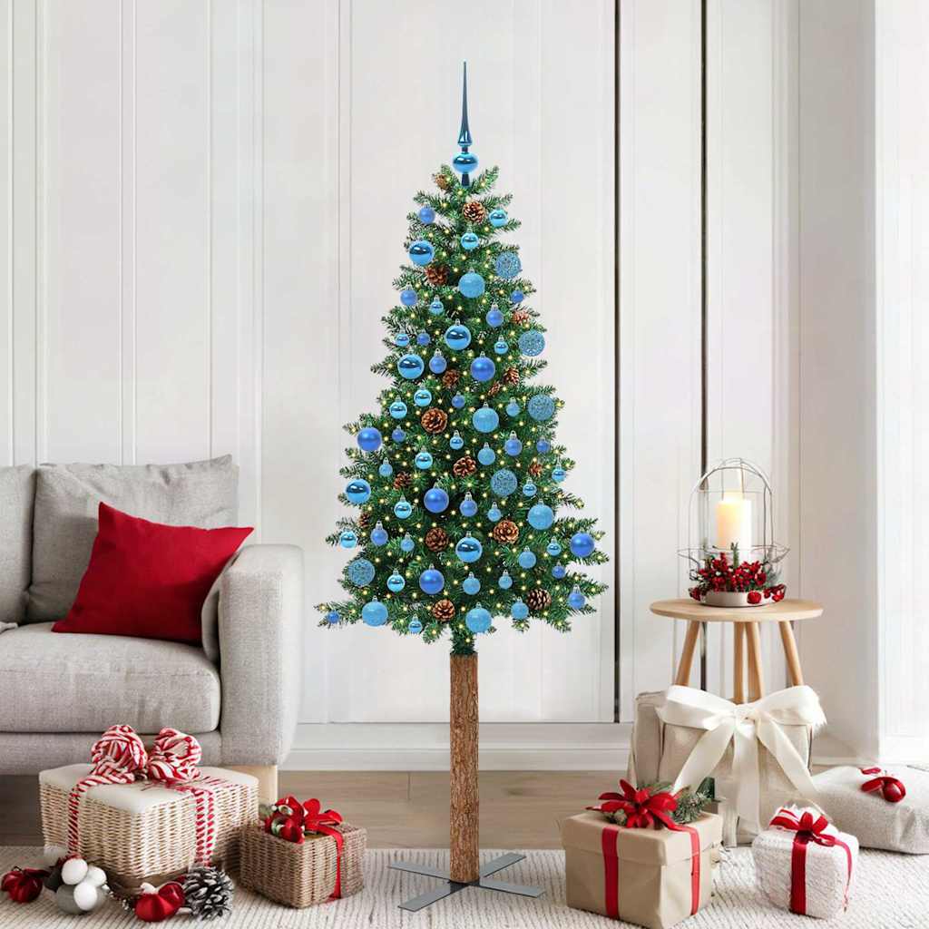 Slanke Kerstboom Groen 180 cm PVC en massief dennenhout is nu te koop bij PeponiXL, paradijselijk wonen!