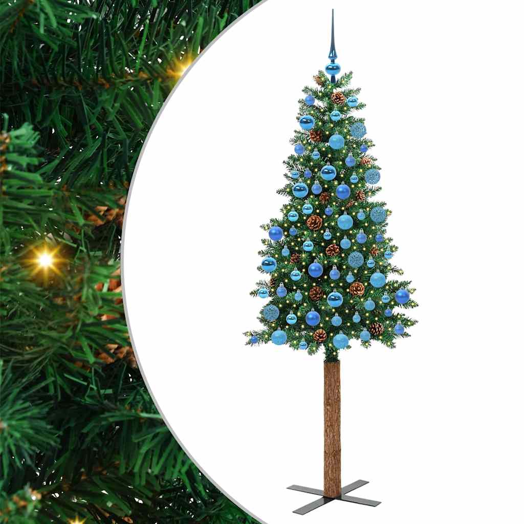 Slanke Kerstboom Groen 180 cm PVC en massief dennenhout is nu te koop bij PeponiXL, paradijselijk wonen!