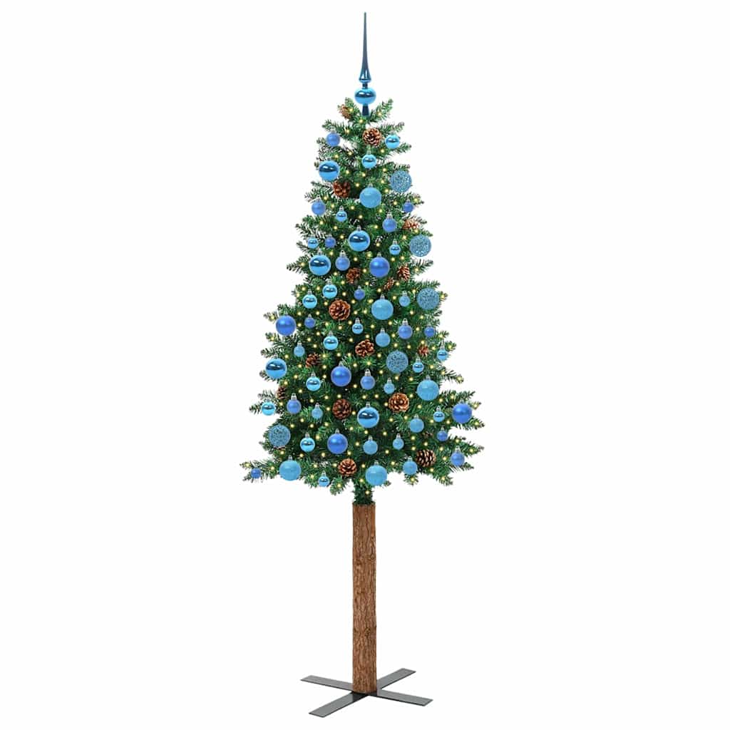 Slanke Kerstboom Groen 180 cm PVC en massief dennenhout is nu te koop bij PeponiXL, paradijselijk wonen!
