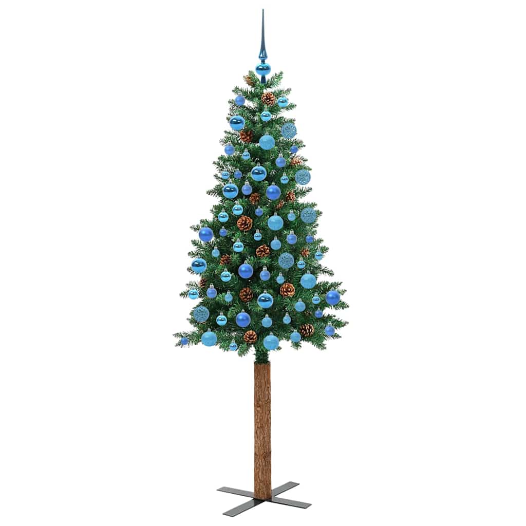 Slanke Kerstboom Groen 180 cm PVC en massief dennenhout is nu te koop bij PeponiXL, paradijselijk wonen!