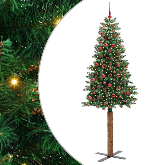 Slanke Kerstboom Groen 210 cm PVC en massief dennenhout is nu te koop bij PeponiXL, paradijselijk wonen!