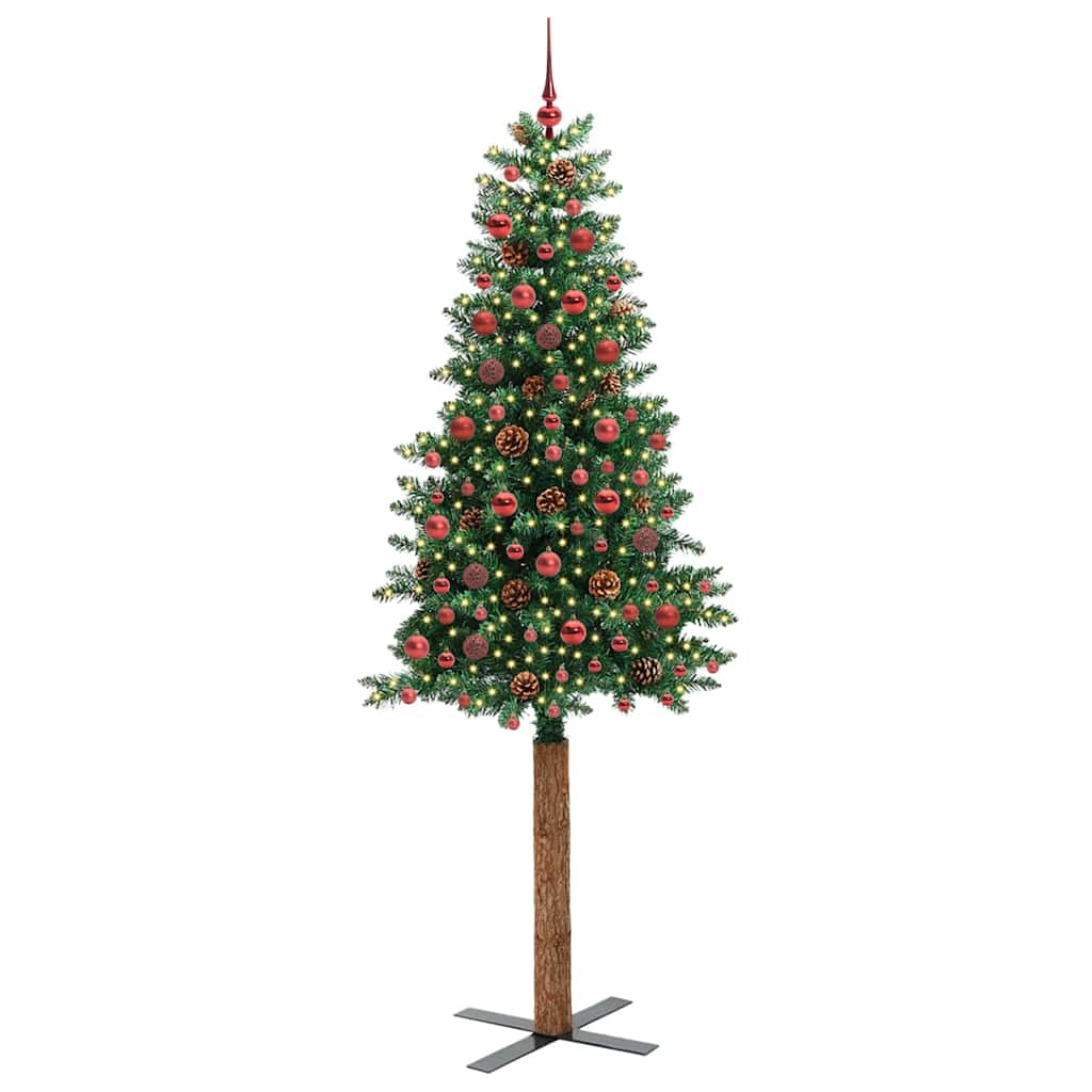 Slanke Kerstboom Groen 210 cm PVC en massief dennenhout is nu te koop bij PeponiXL, paradijselijk wonen!
