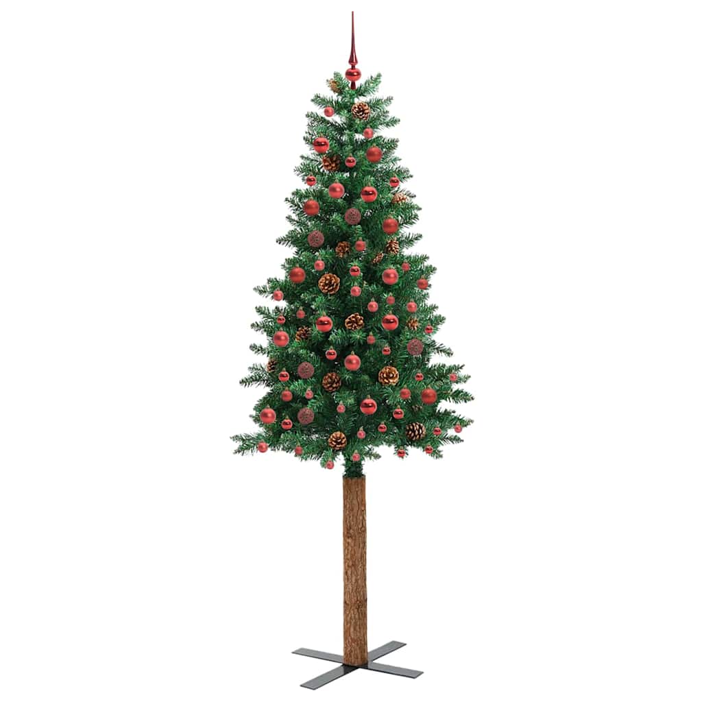 Slanke Kerstboom Groen 210 cm PVC en massief dennenhout is nu te koop bij PeponiXL, paradijselijk wonen!