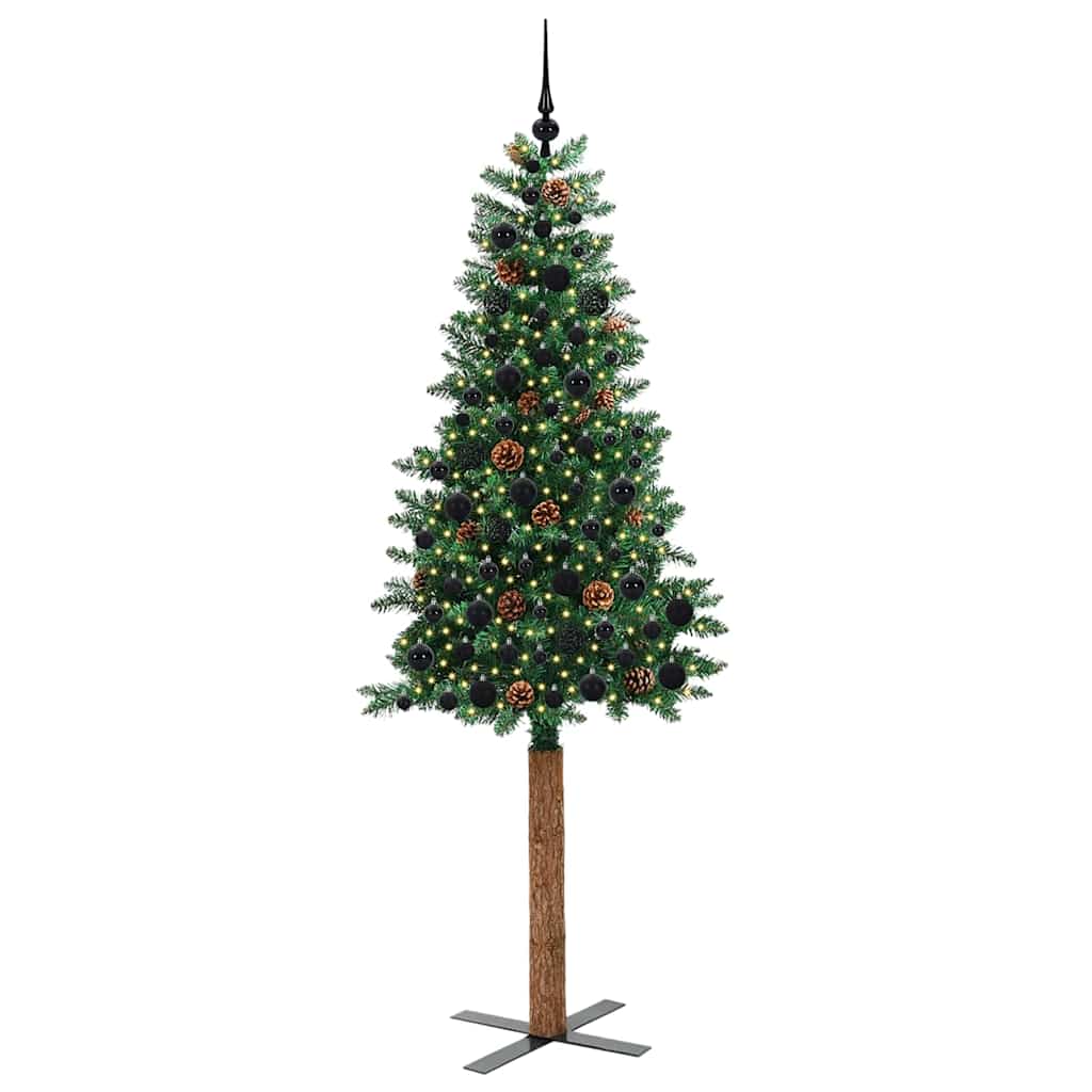 Slanke Kerstboom Groen 210 cm PVC en massief dennenhout is nu te koop bij PeponiXL, paradijselijk wonen!