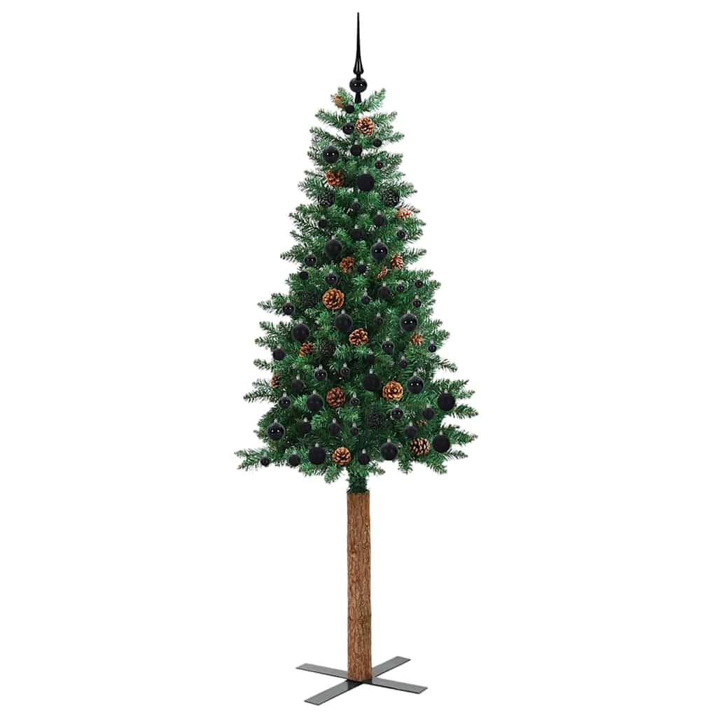 Slanke Kerstboom Groen 210 cm PVC en massief dennenhout is nu te koop bij PeponiXL, paradijselijk wonen!