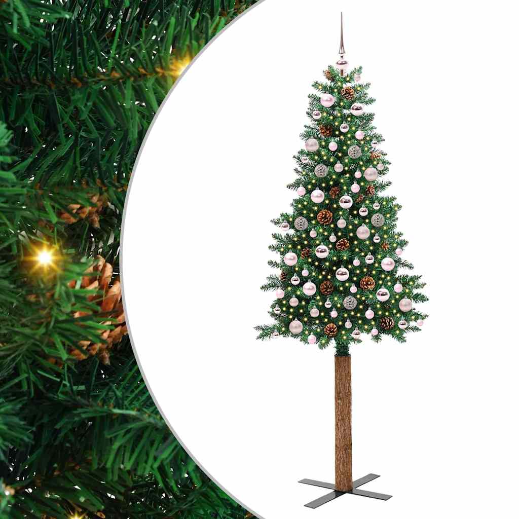Slanke Kerstboom Groen 210 cm PVC en massief dennenhout is nu te koop bij PeponiXL, paradijselijk wonen!
