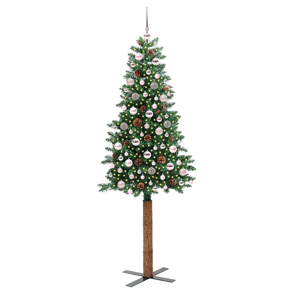 Slanke Kerstboom Groen 210 cm PVC en massief dennenhout is nu te koop bij PeponiXL, paradijselijk wonen!