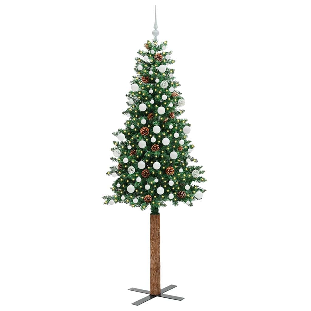 Slanke Kerstboom Groen 210 cm PVC en massief dennenhout is nu te koop bij PeponiXL, paradijselijk wonen!