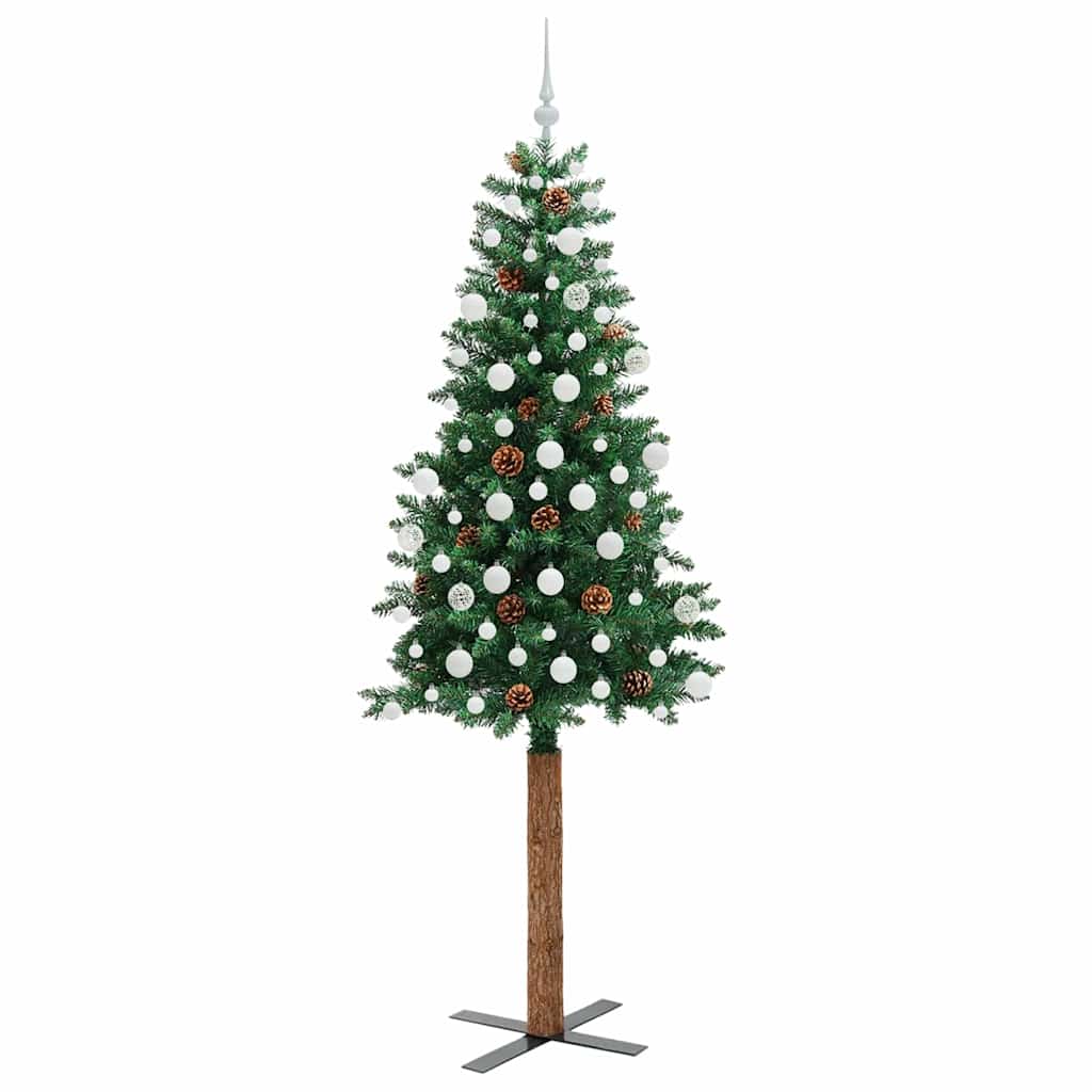 Slanke Kerstboom Groen 210 cm PVC en massief dennenhout is nu te koop bij PeponiXL, paradijselijk wonen!