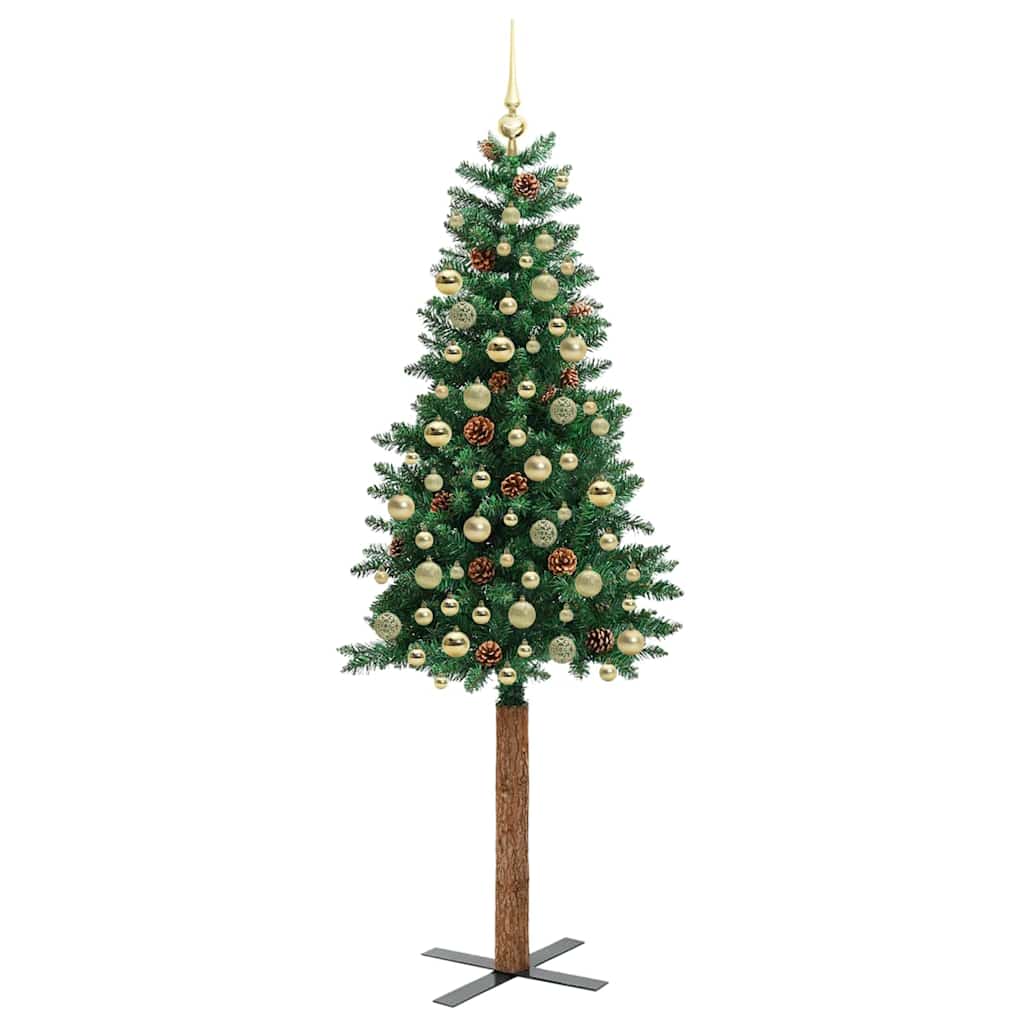 Slanke Kerstboom Groen 210 cm PVC en massief dennenhout is nu te koop bij PeponiXL, paradijselijk wonen!