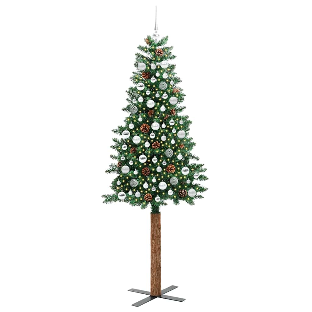 Slanke Kerstboom Groen 210 cm PVC en massief dennenhout is nu te koop bij PeponiXL, paradijselijk wonen!