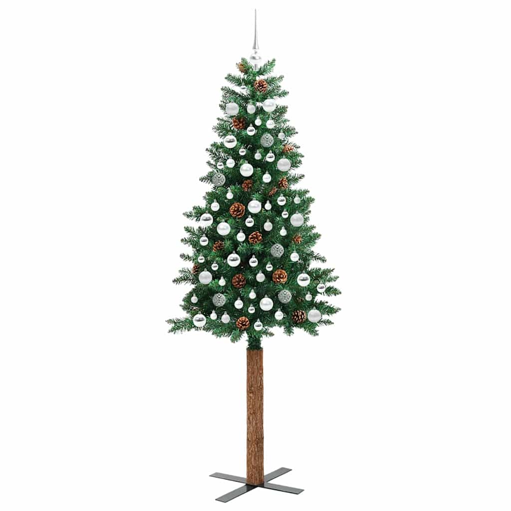 Slanke Kerstboom Groen 210 cm PVC en massief dennenhout is nu te koop bij PeponiXL, paradijselijk wonen!