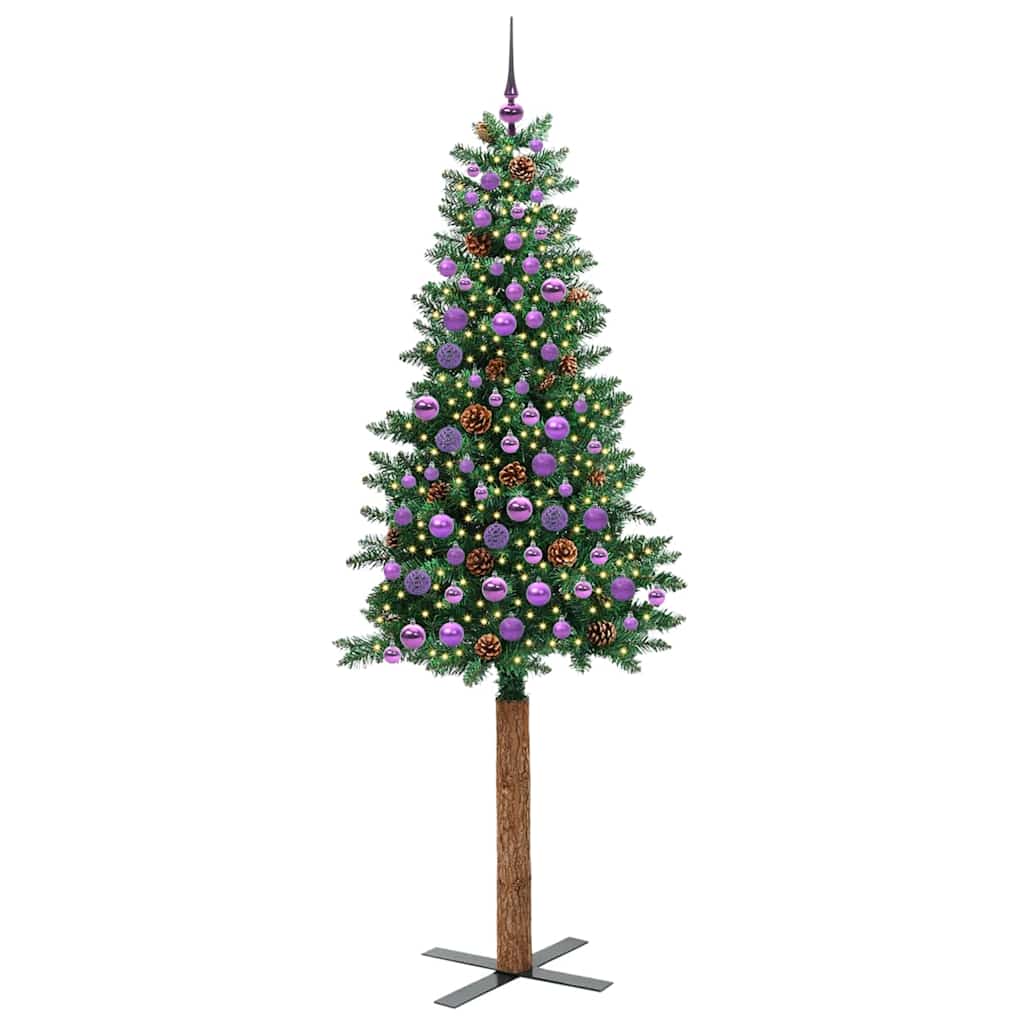 Slanke Kerstboom Groen 210 cm PVC en massief dennenhout is nu te koop bij PeponiXL, paradijselijk wonen!