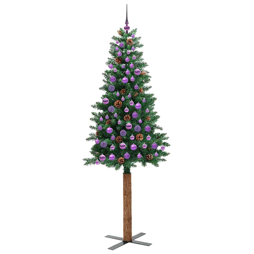 Slanke Kerstboom Groen 210 cm PVC en massief dennenhout is nu te koop bij PeponiXL, paradijselijk wonen!