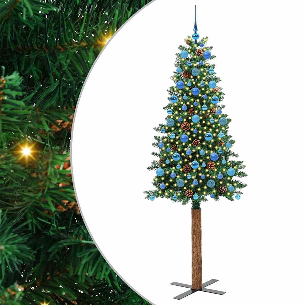 Slanke Kerstboom Groen 210 cm PVC en massief dennenhout is nu te koop bij PeponiXL, paradijselijk wonen!