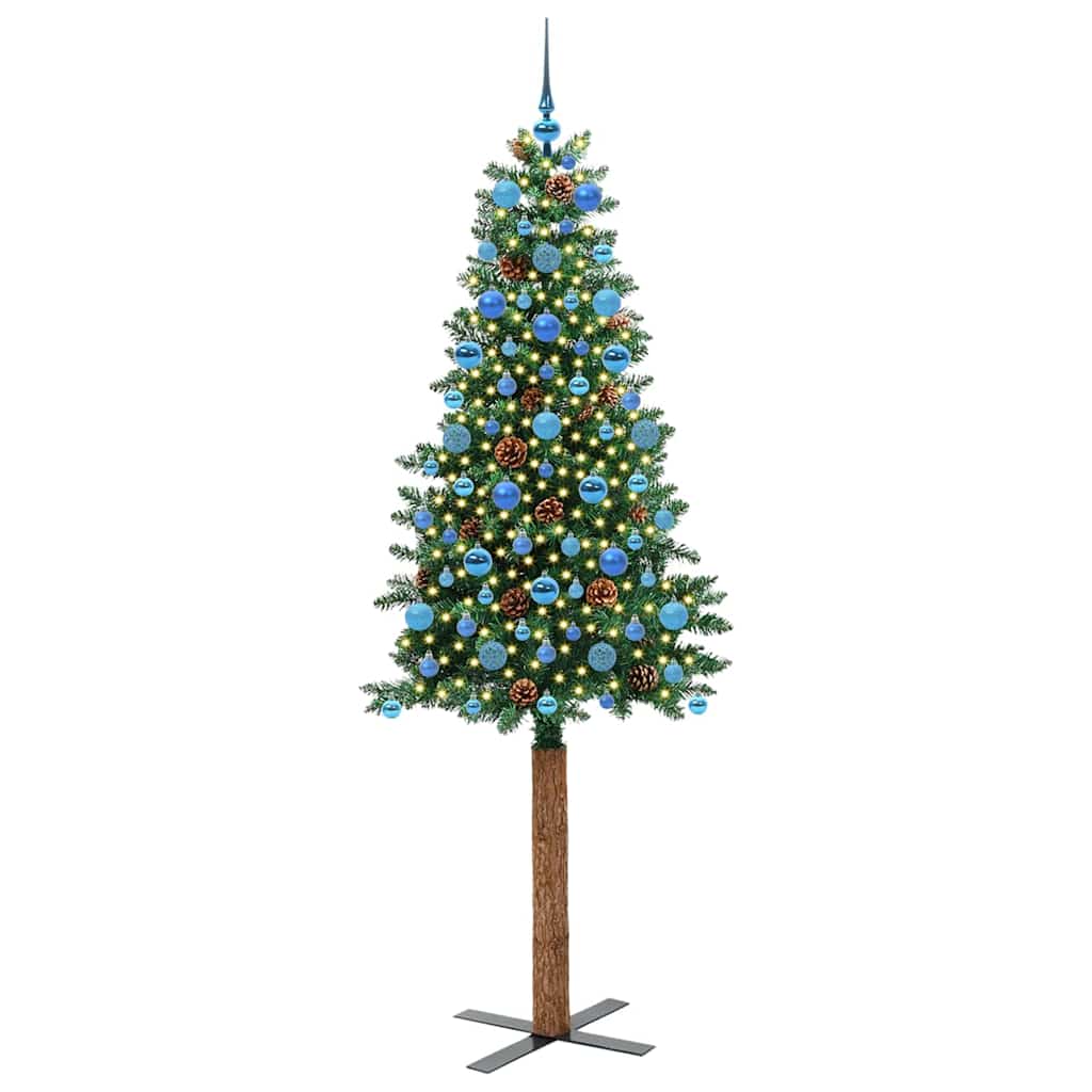 Slanke Kerstboom Groen 210 cm PVC en massief dennenhout is nu te koop bij PeponiXL, paradijselijk wonen!