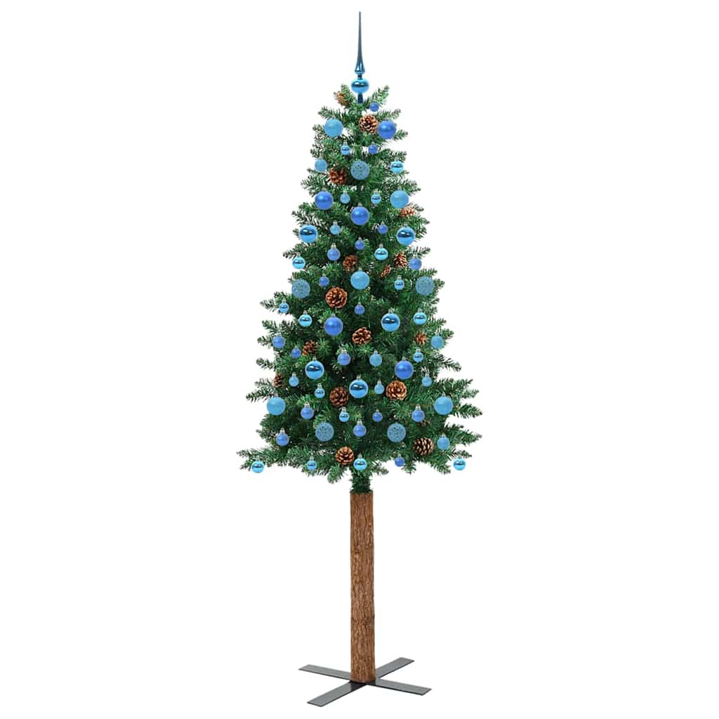 Slanke Kerstboom Groen 210 cm PVC en massief dennenhout is nu te koop bij PeponiXL, paradijselijk wonen!