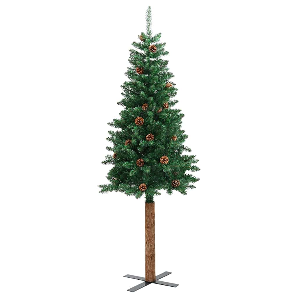 Slanke Kerstboom Groen 210 cm PVC en massief dennenhout is nu te koop bij PeponiXL, paradijselijk wonen!