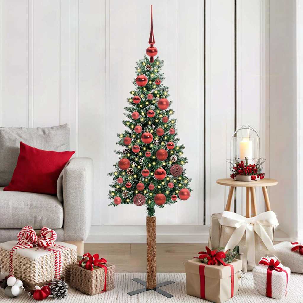 Slanke Kerstboom Groen 150 cm PVC en massief dennenhout is nu te koop bij PeponiXL, paradijselijk wonen!
