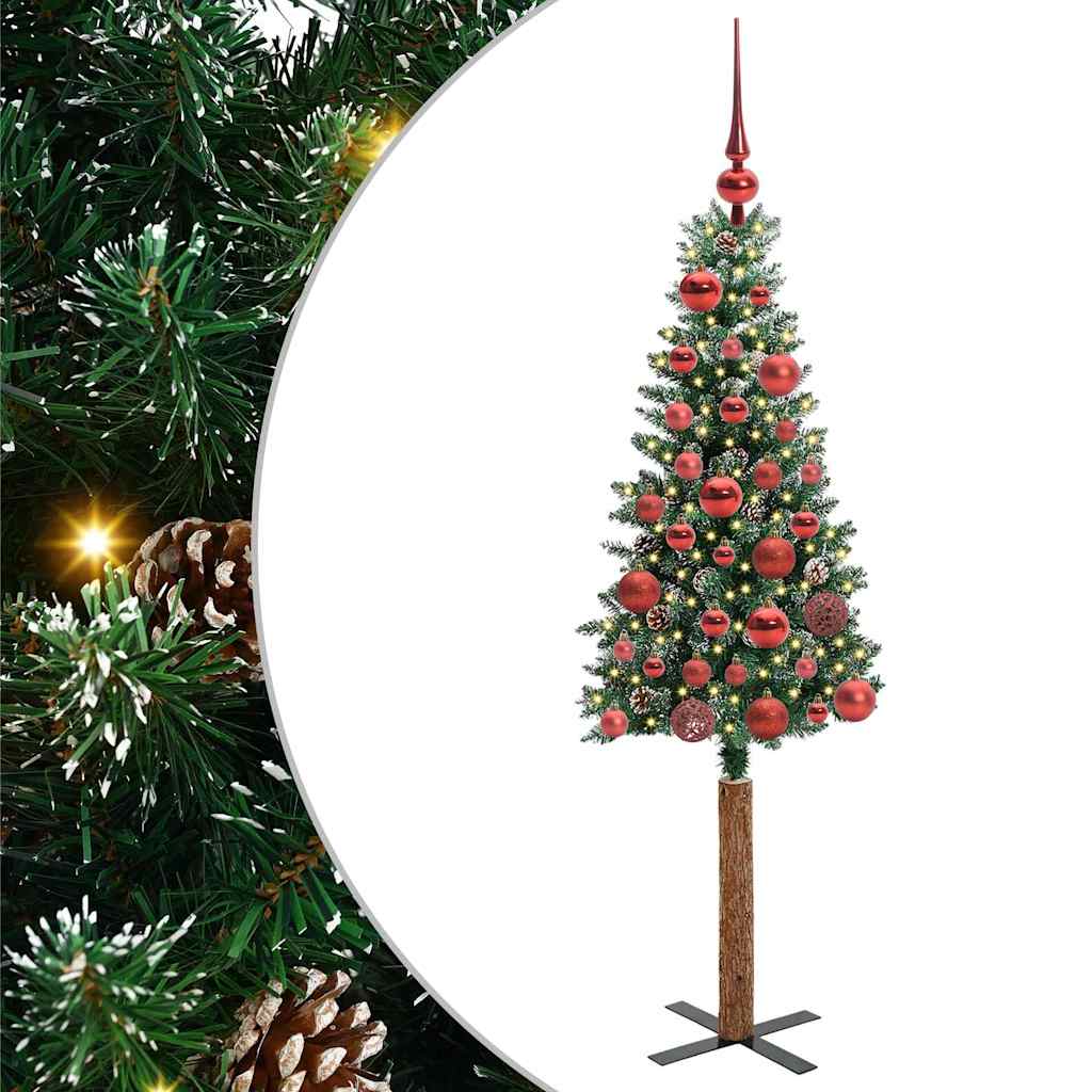 Slanke Kerstboom Groen 150 cm PVC en massief dennenhout is nu te koop bij PeponiXL, paradijselijk wonen!