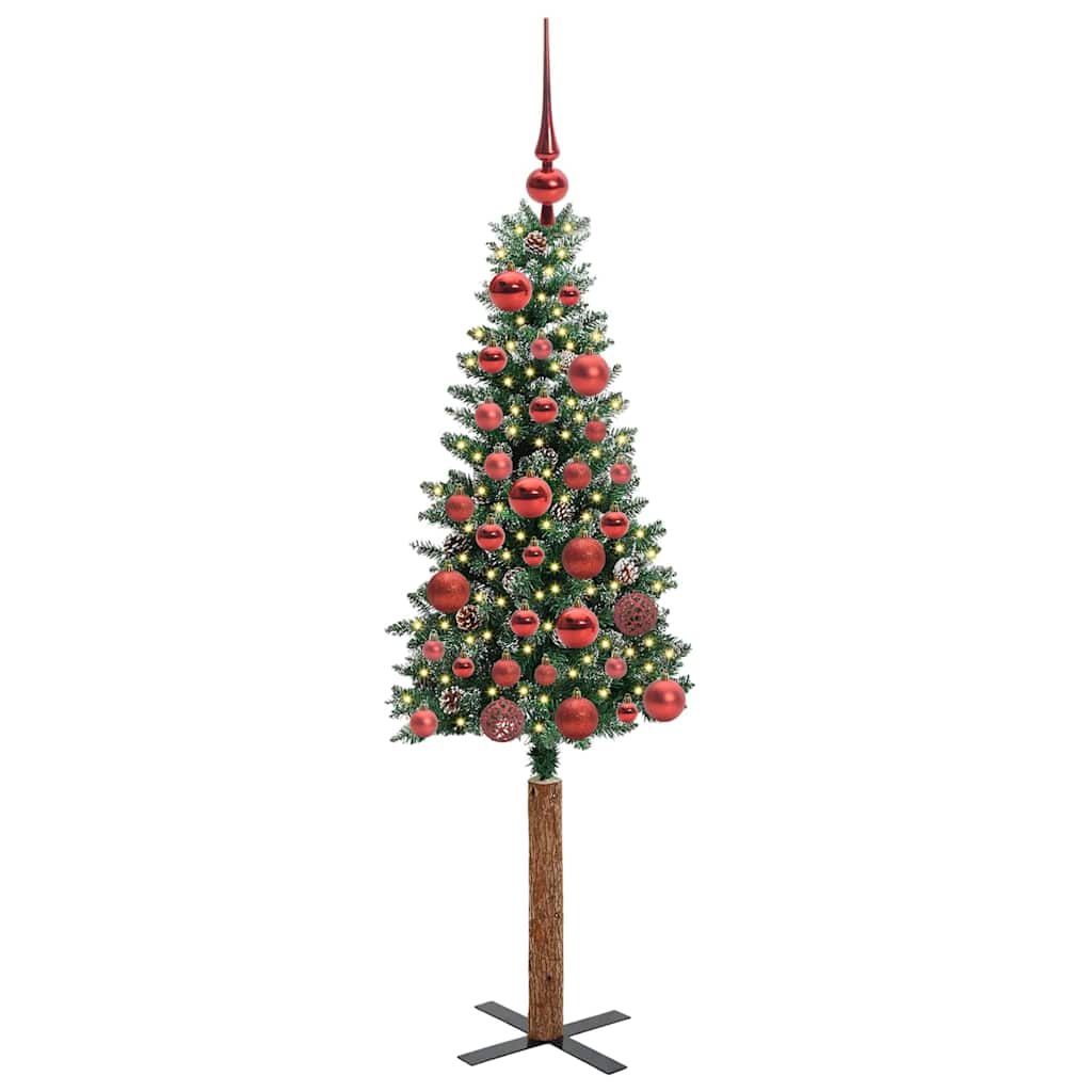 Slanke Kerstboom Groen 150 cm PVC en massief dennenhout is nu te koop bij PeponiXL, paradijselijk wonen!