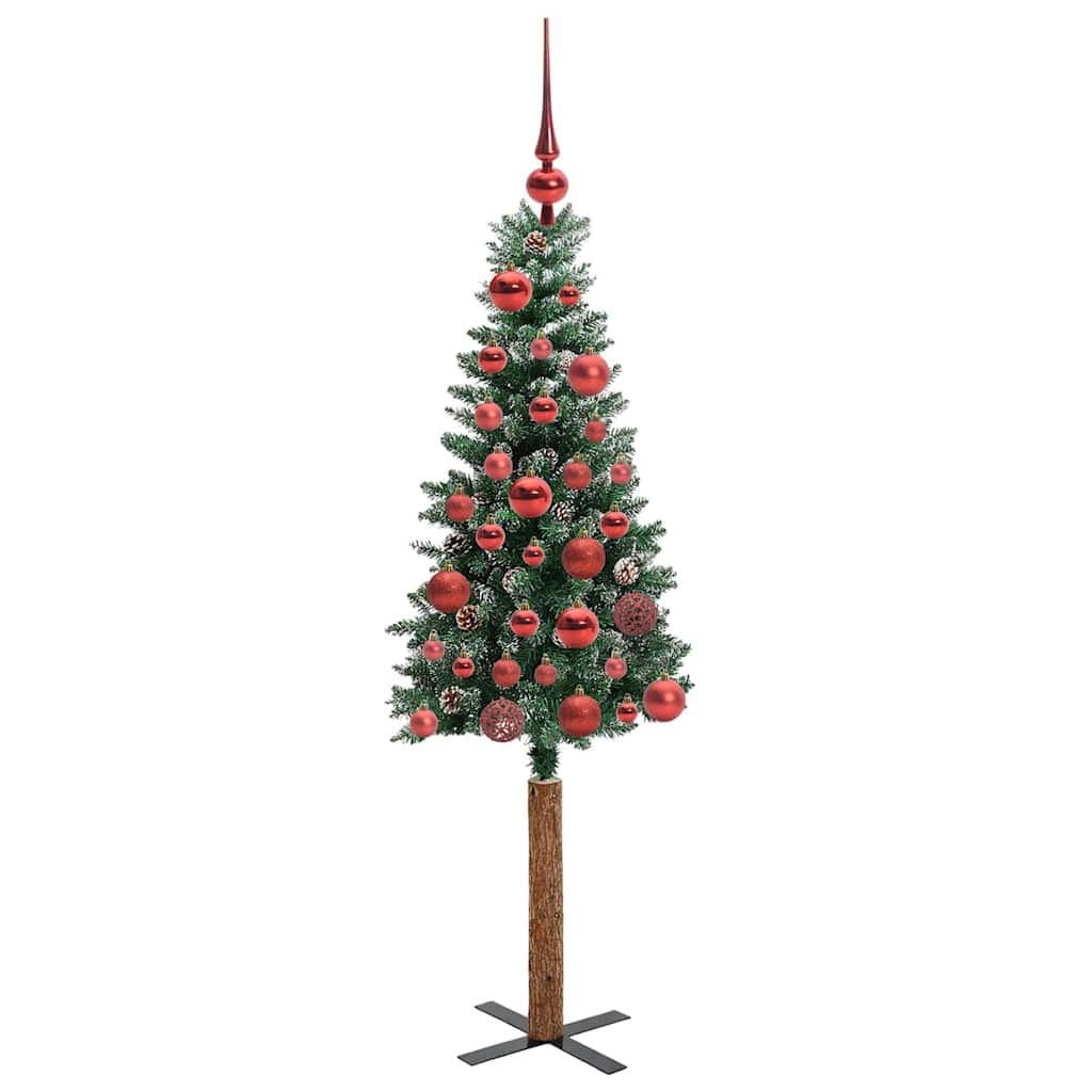 Slanke Kerstboom Groen 150 cm PVC en massief dennenhout is nu te koop bij PeponiXL, paradijselijk wonen!