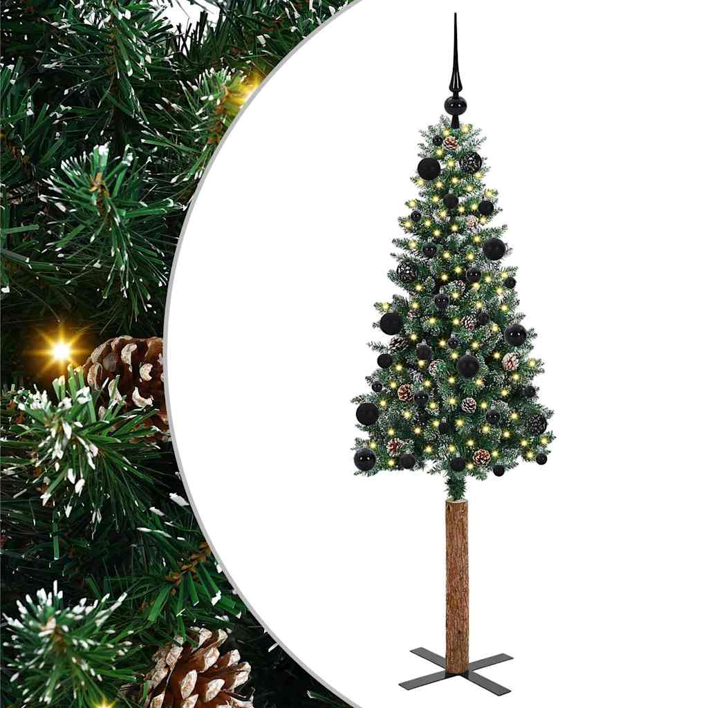 Slanke Kerstboom Groen 150 cm PVC en massief dennenhout is nu te koop bij PeponiXL, paradijselijk wonen!