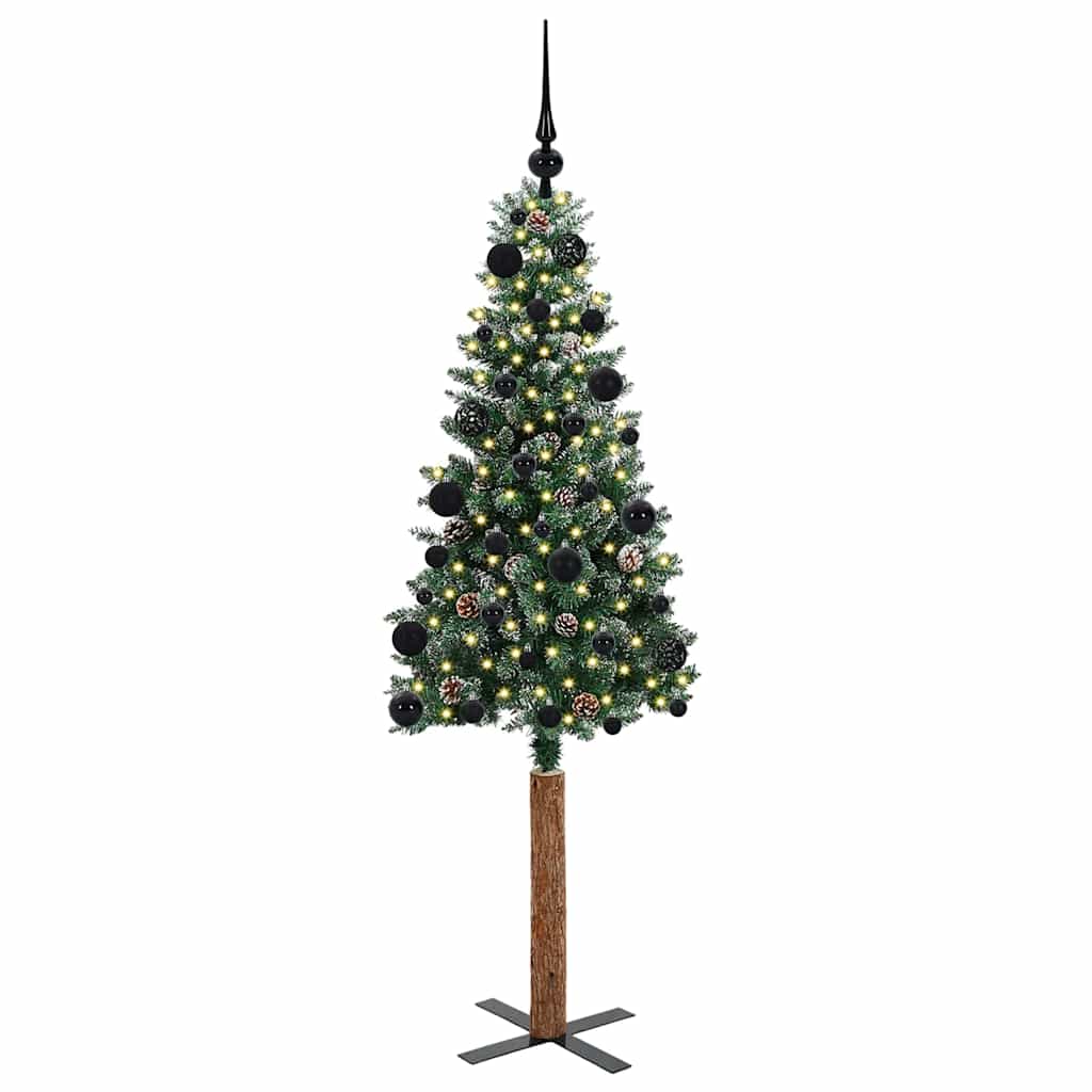 Slanke Kerstboom Groen 150 cm PVC en massief dennenhout is nu te koop bij PeponiXL, paradijselijk wonen!