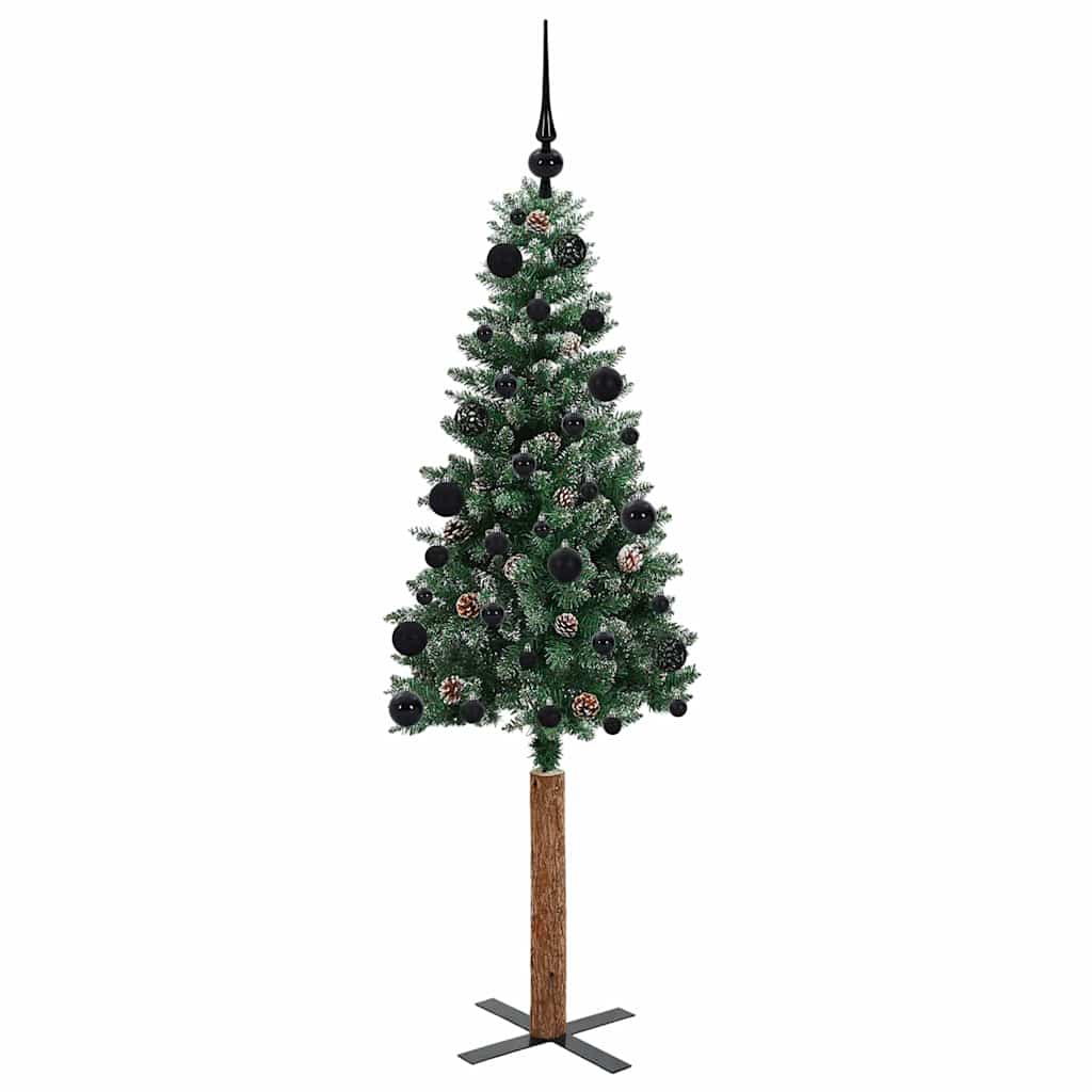 Slanke Kerstboom Groen 150 cm PVC en massief dennenhout is nu te koop bij PeponiXL, paradijselijk wonen!