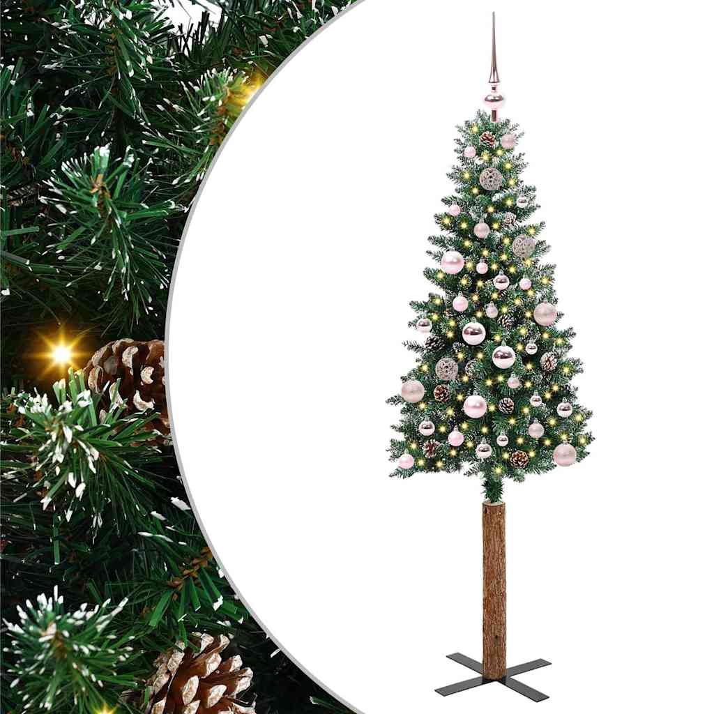 Slanke Kerstboom Groen 150 cm PVC en massief dennenhout is nu te koop bij PeponiXL, paradijselijk wonen!
