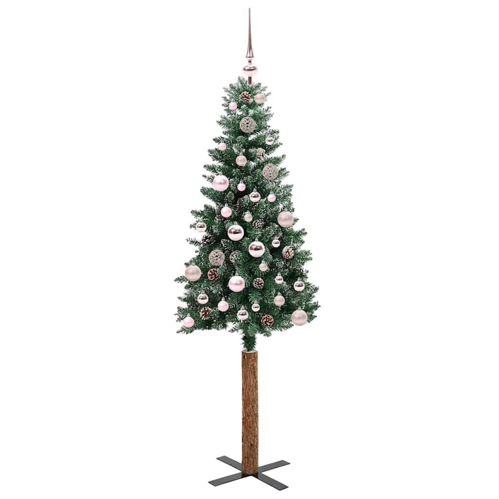 Slanke Kerstboom Groen 150 cm PVC en massief dennenhout is nu te koop bij PeponiXL, paradijselijk wonen!