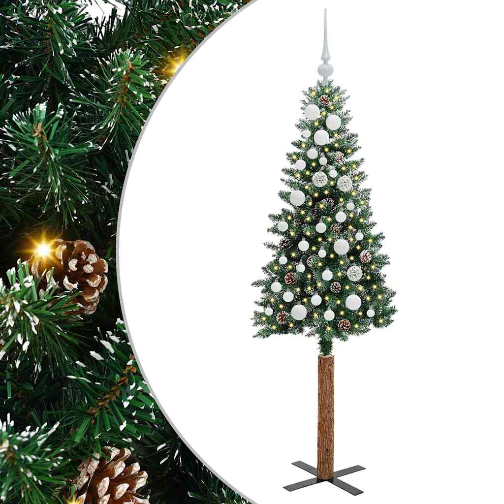 Slanke Kerstboom Groen 150 cm PVC en massief dennenhout is nu te koop bij PeponiXL, paradijselijk wonen!