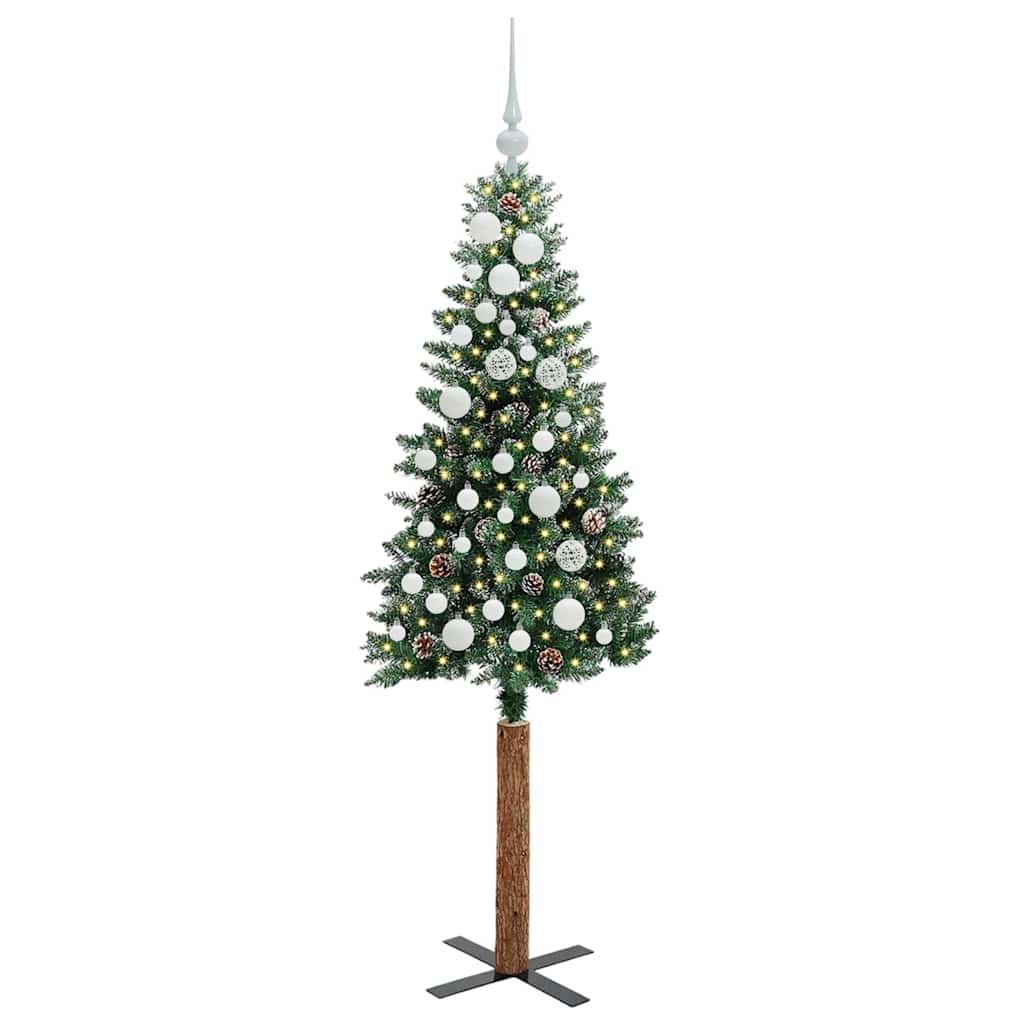 Slanke Kerstboom Groen 150 cm PVC en massief dennenhout is nu te koop bij PeponiXL, paradijselijk wonen!