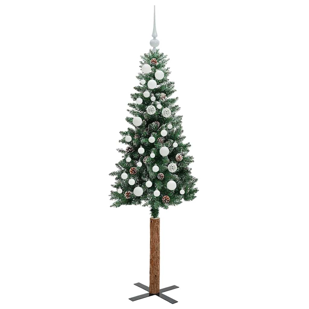 Slanke Kerstboom Groen 150 cm PVC en massief dennenhout is nu te koop bij PeponiXL, paradijselijk wonen!