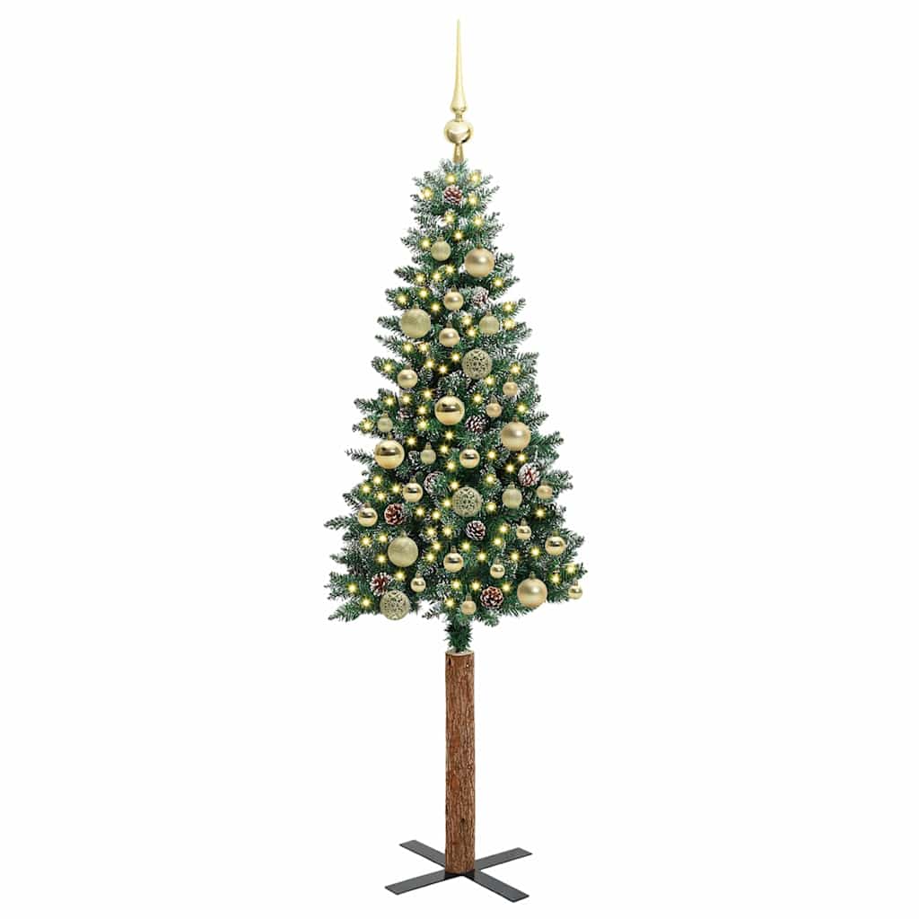 Slanke Kerstboom Groen 150 cm PVC en massief dennenhout is nu te koop bij PeponiXL, paradijselijk wonen!