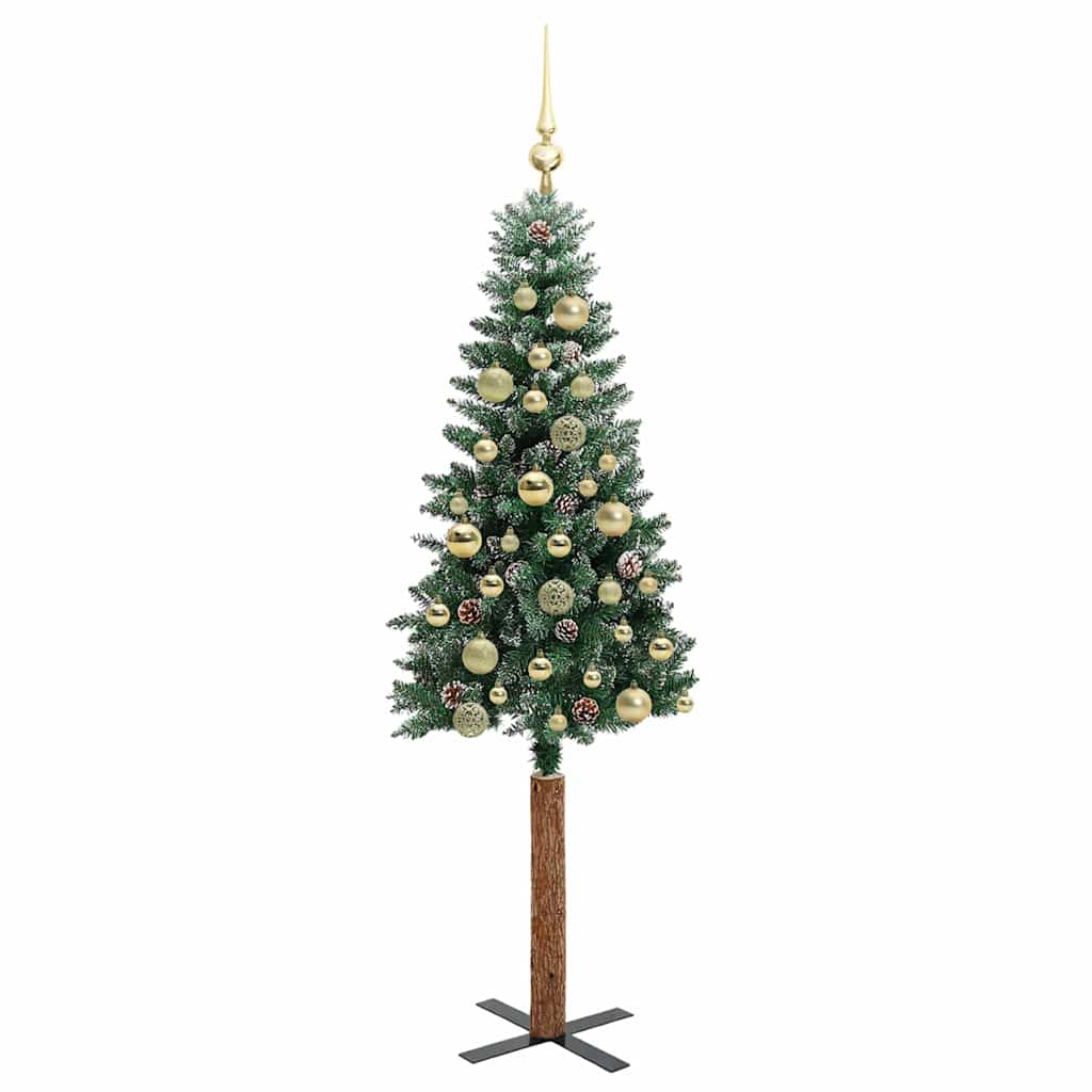 Slanke Kerstboom Groen 150 cm PVC en massief dennenhout is nu te koop bij PeponiXL, paradijselijk wonen!