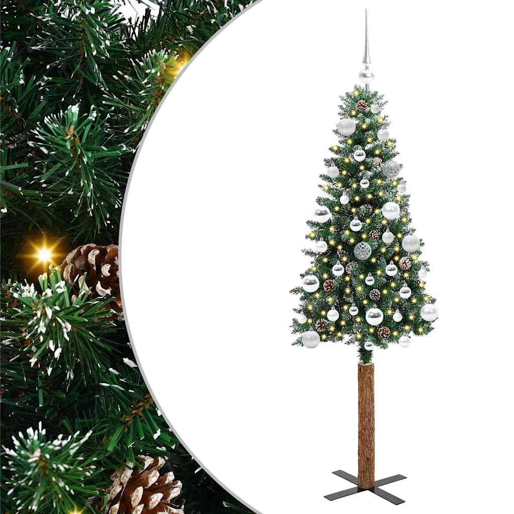 Slanke Kerstboom Groen 150 cm PVC en massief dennenhout is nu te koop bij PeponiXL, paradijselijk wonen!