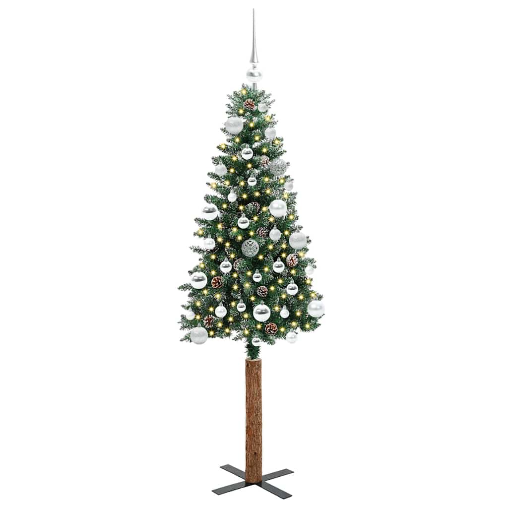 Slanke Kerstboom Groen 150 cm PVC en massief dennenhout is nu te koop bij PeponiXL, paradijselijk wonen!