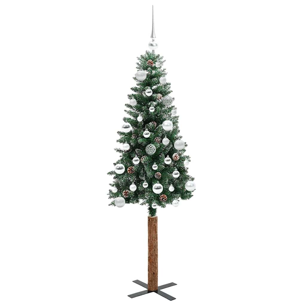 Slanke Kerstboom Groen 150 cm PVC en massief dennenhout is nu te koop bij PeponiXL, paradijselijk wonen!