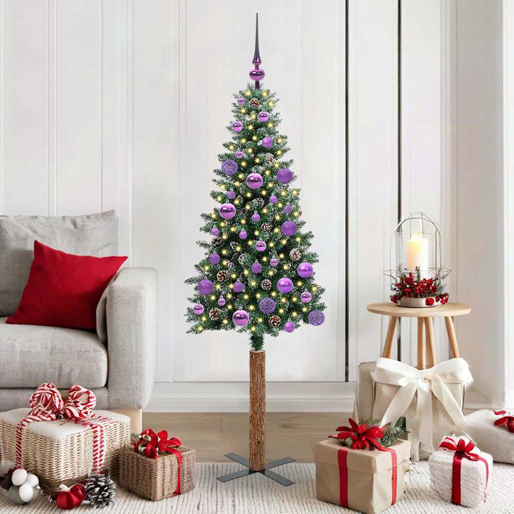 Slanke Kerstboom Groen 150 cm PVC en massief dennenhout is nu te koop bij PeponiXL, paradijselijk wonen!