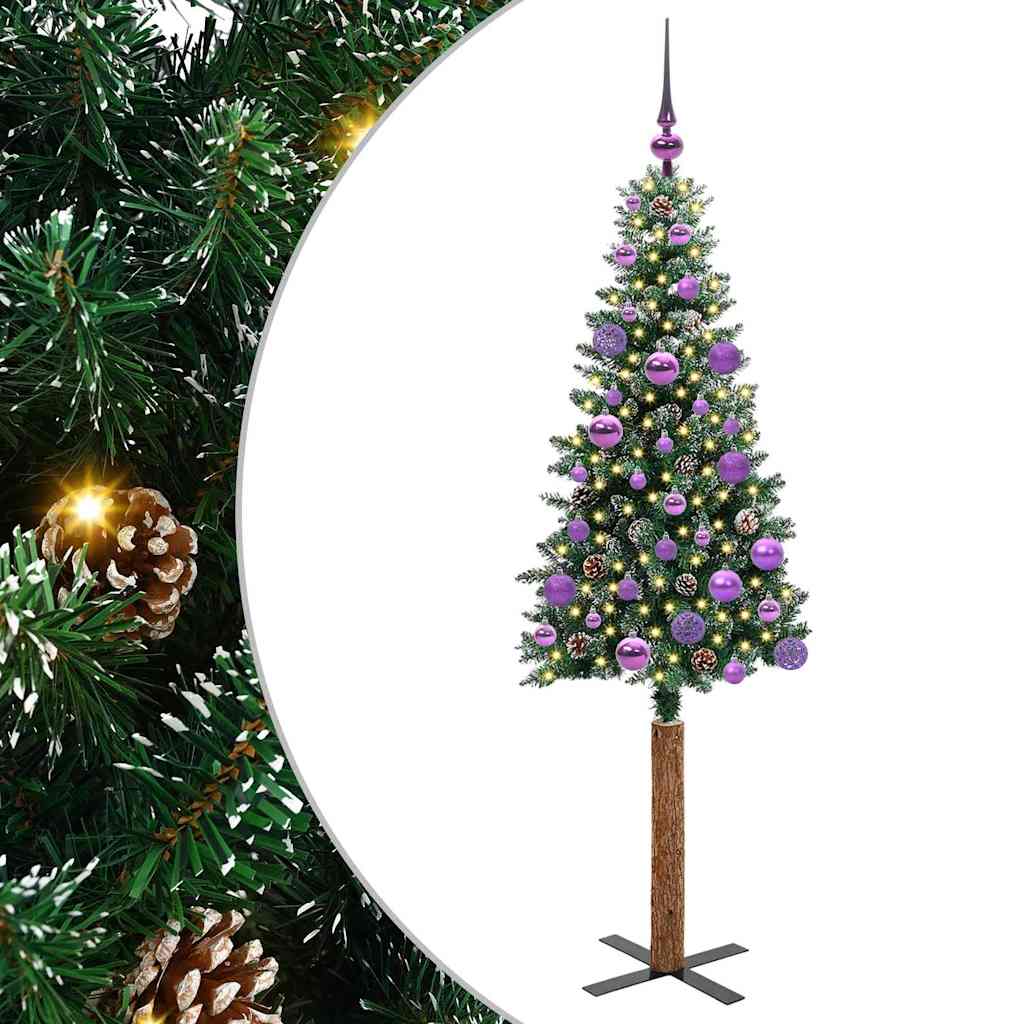 Slanke Kerstboom Groen 150 cm PVC en massief dennenhout is nu te koop bij PeponiXL, paradijselijk wonen!